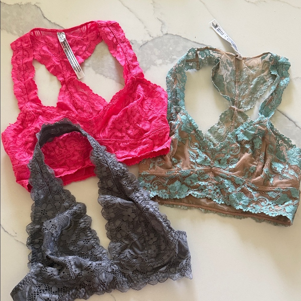 Free People Lace Bralette Set of 3